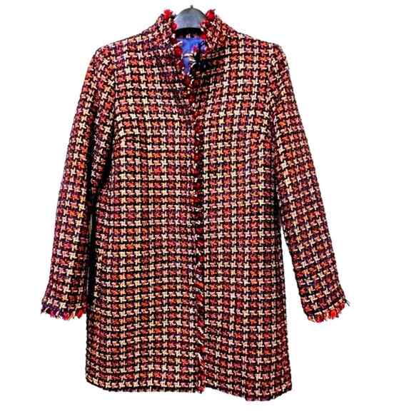 J. McLaughlin Jackets & Blazers - J. McLaughlin Houndstooth Metallic Tweed Sparkle Elm Jacket Long XSmall XS NWOT